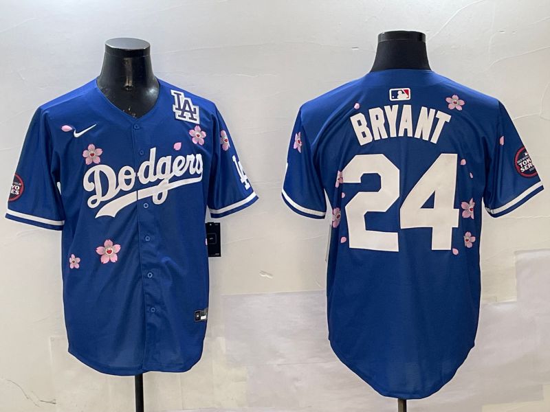 Men Los Angeles Dodgers #24 Bryant Blue Sakura Edition 2025 Nike MLB Jersey style 5->los angeles dodgers->MLB Jersey